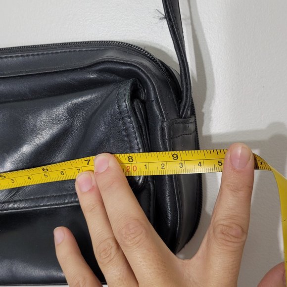 Worthington Rectangle Zip Top Purse Shoulder Bag Crossbody Black Leather Casual - Picture 6 of 15